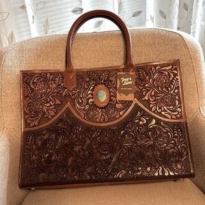NWT Tony Lama Leather Tote Bag